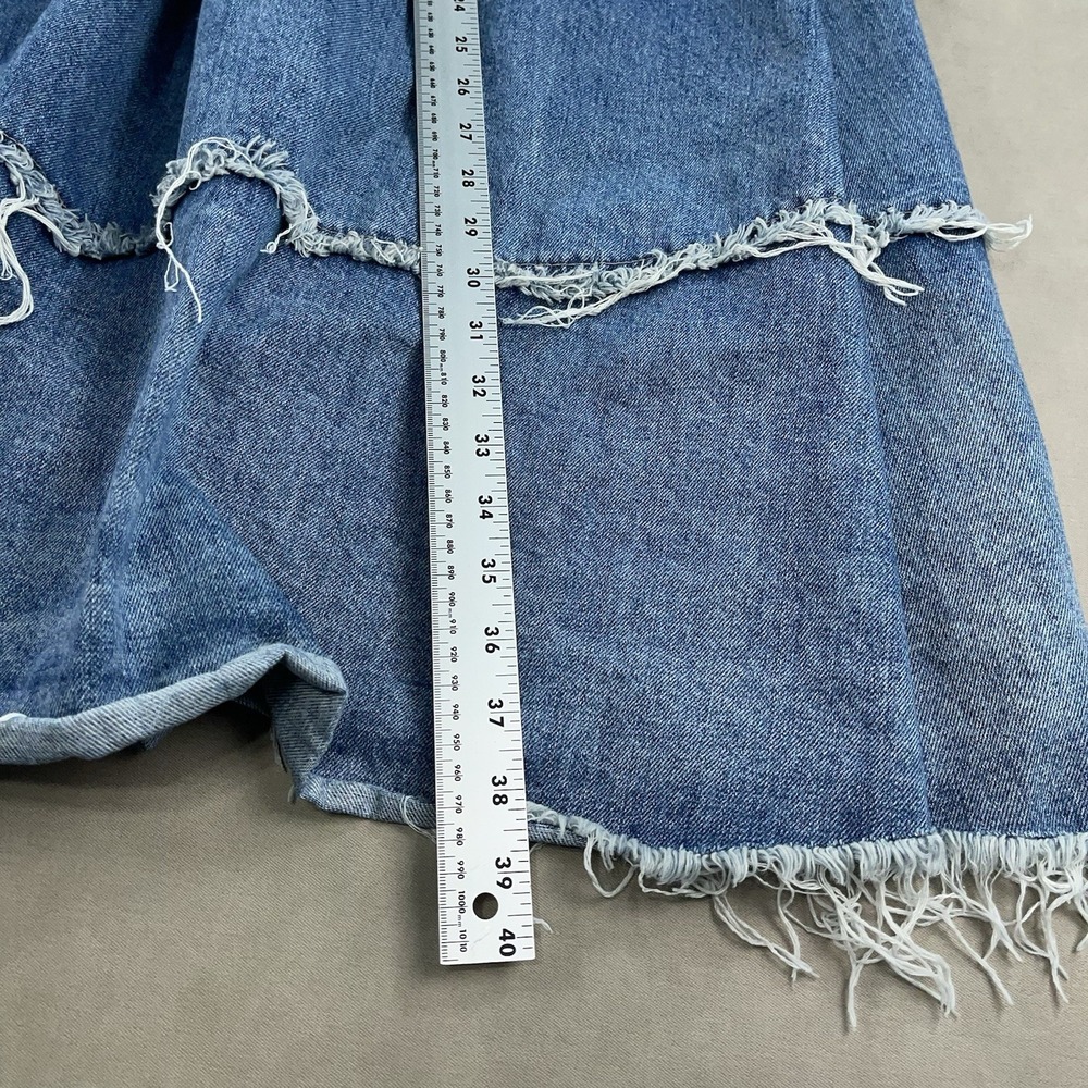 Double D Ranchwear Denim Tiered Prairie Skirt Women's 6 Western Boho Frayed Hem - Picture 10 of 11